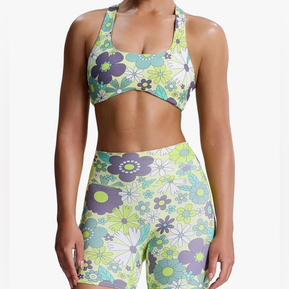 Workout Set neon colored with flowers